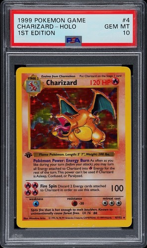 1999 Pokemon Base Set Shadowless 1st Edition Charizard #4/102