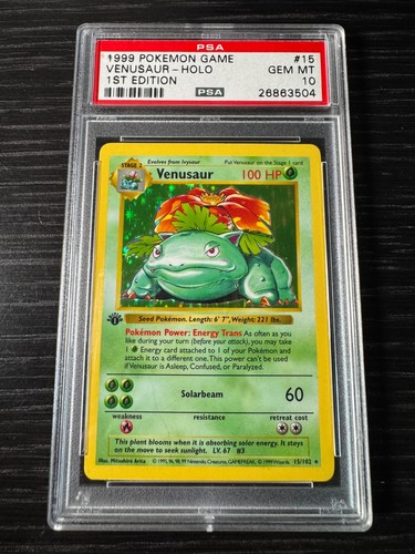 1999 Pokemon Base Set Shadowless 1st Edition Venusaur #15/102